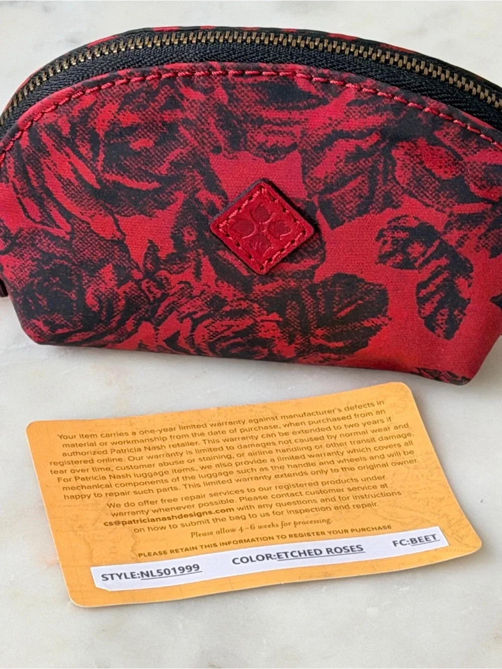 Patricia Nash Etched Roses (Beet) - NWOT